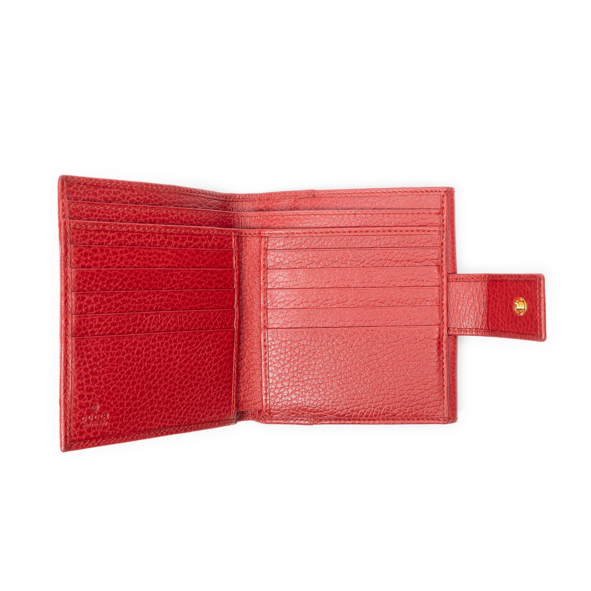 Wallet GG Marmont Compact Wallet Red Grained Calfskin Leather