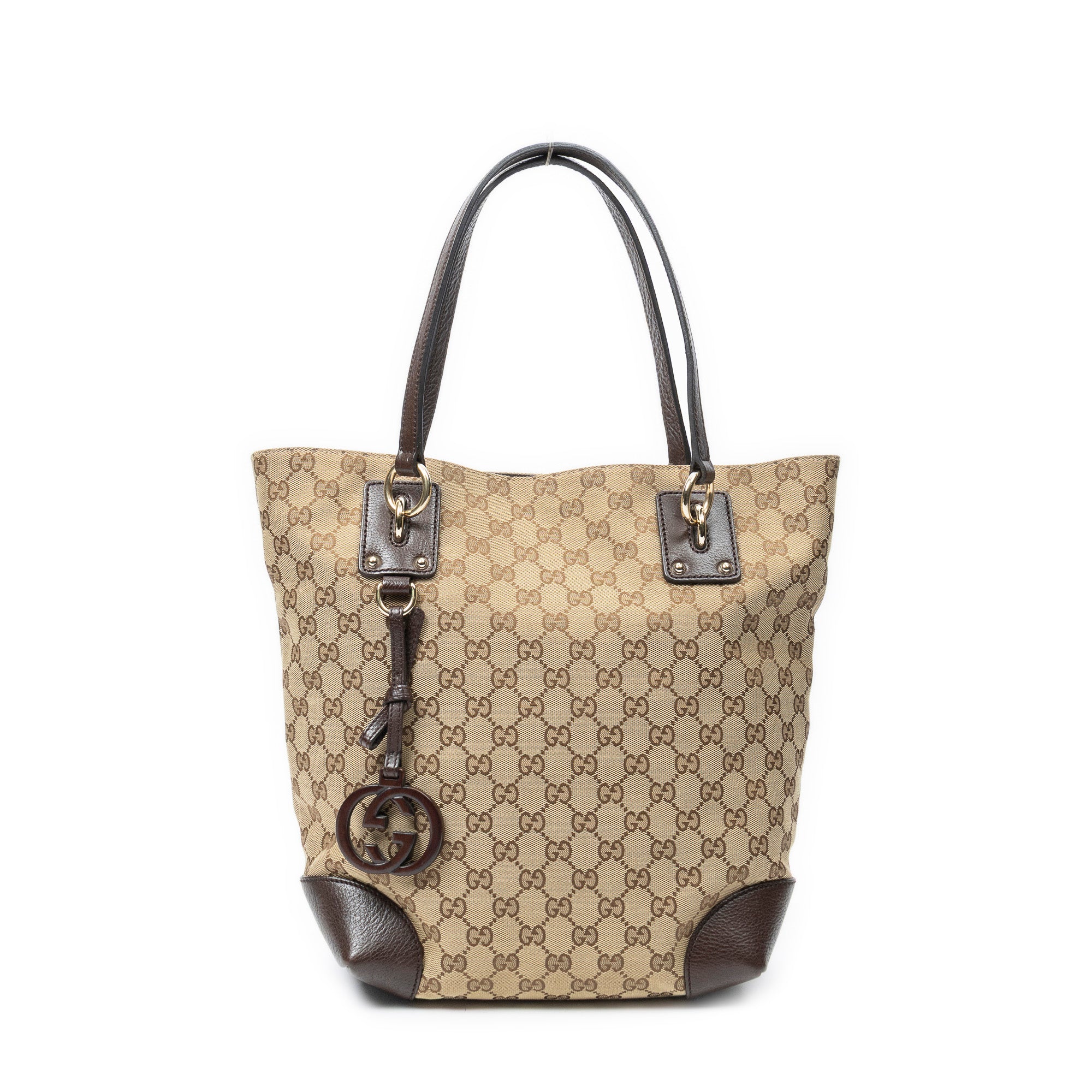 Shoulder Bag GG Charm Vertical Tote Beige Monogrammed Canvas
