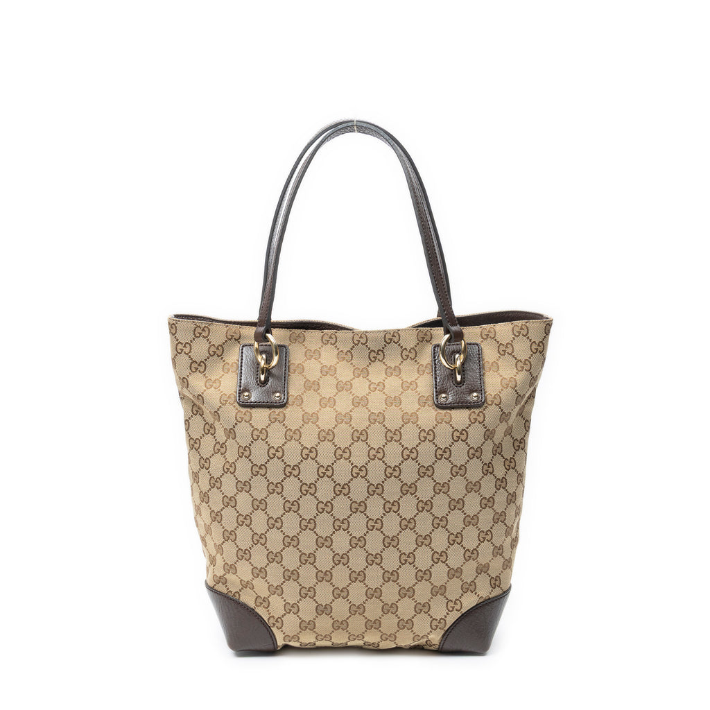 Shoulder Bag GG Charm Vertical Tote Beige Monogrammed Canvas
