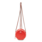 Shoulder Bag Color Pop Round Chain Clutch Red Quilted Lambskin Leather