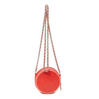 Shoulder Bag Color Pop Round Chain Clutch Red Quilted Lambskin Leather