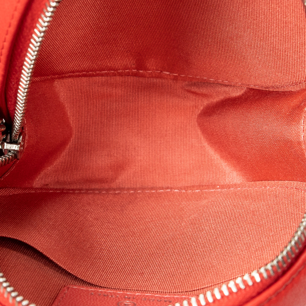 Shoulder Bag Color Pop Round Chain Clutch Red Quilted Lambskin Leather