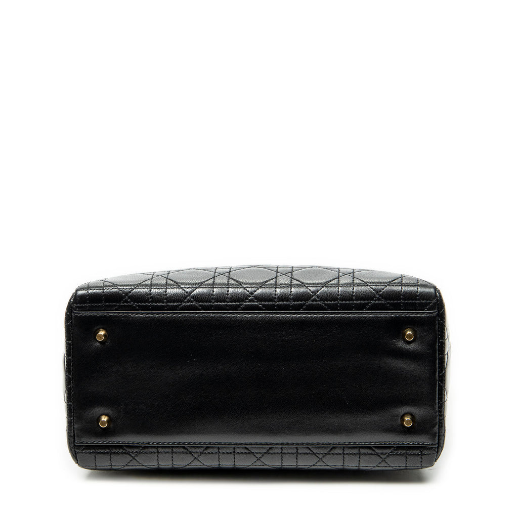 Shoulder Bag Medium Lady Dior Zip Black Cannage Lambskin Leather