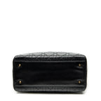 Shoulder Bag Medium Lady Dior Zip Black Cannage Lambskin Leather