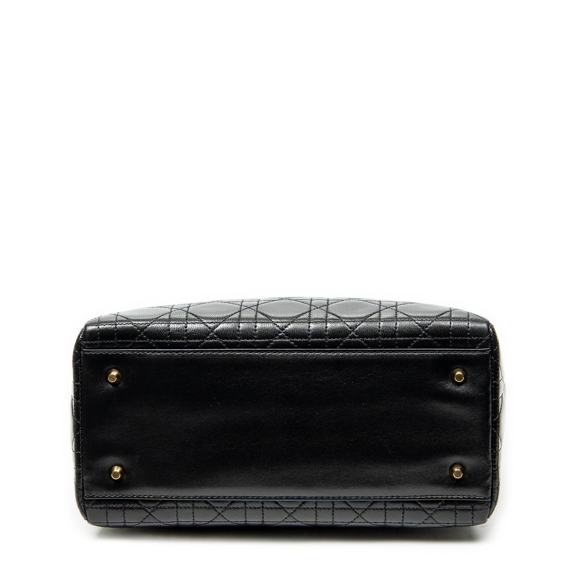 Shoulder Bag Medium Lady Dior Zip Black Cannage Lambskin Leather