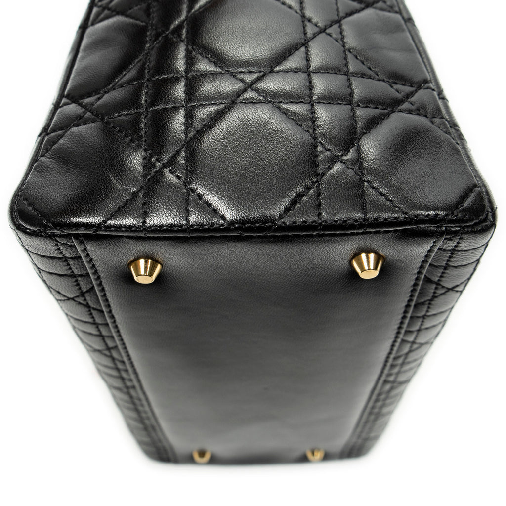 Shoulder Bag Medium Lady Dior Zip Black Cannage Lambskin Leather