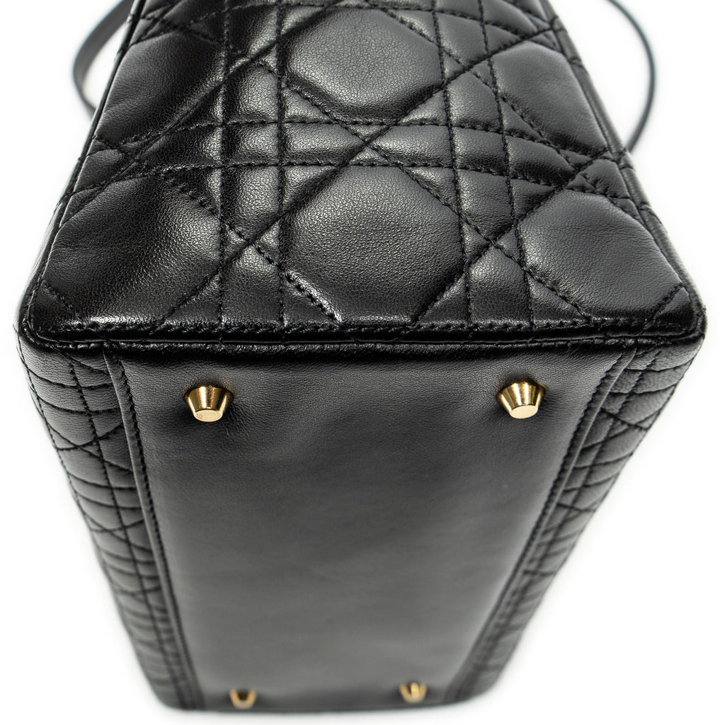 Shoulder Bag Medium Lady Dior Zip Black Cannage Lambskin Leather