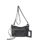 Shoulder Bag Classic Hip Crossbody Black Distressed Calfskin Leather
