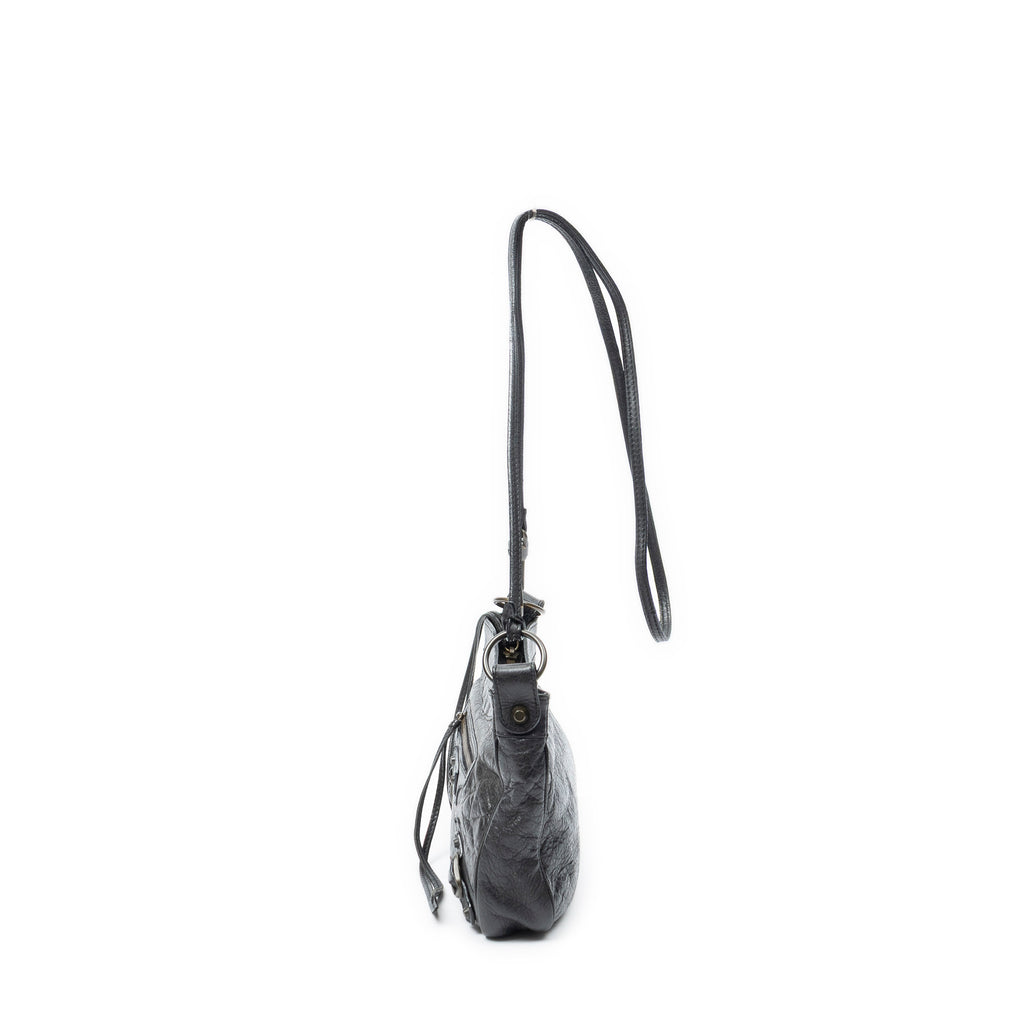 Shoulder Bag Classic Hip Crossbody Black Distressed Calfskin Leather