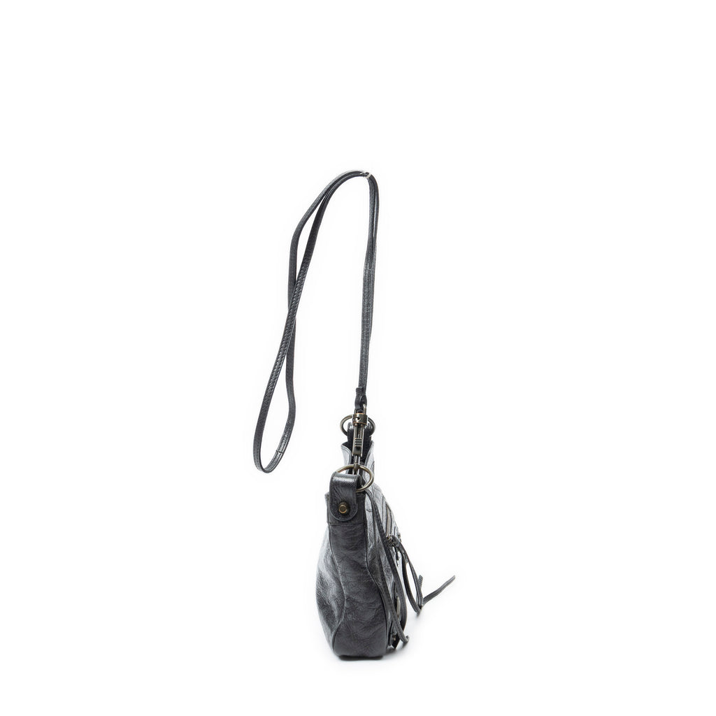 Shoulder Bag Classic Hip Crossbody Black Distressed Calfskin Leather