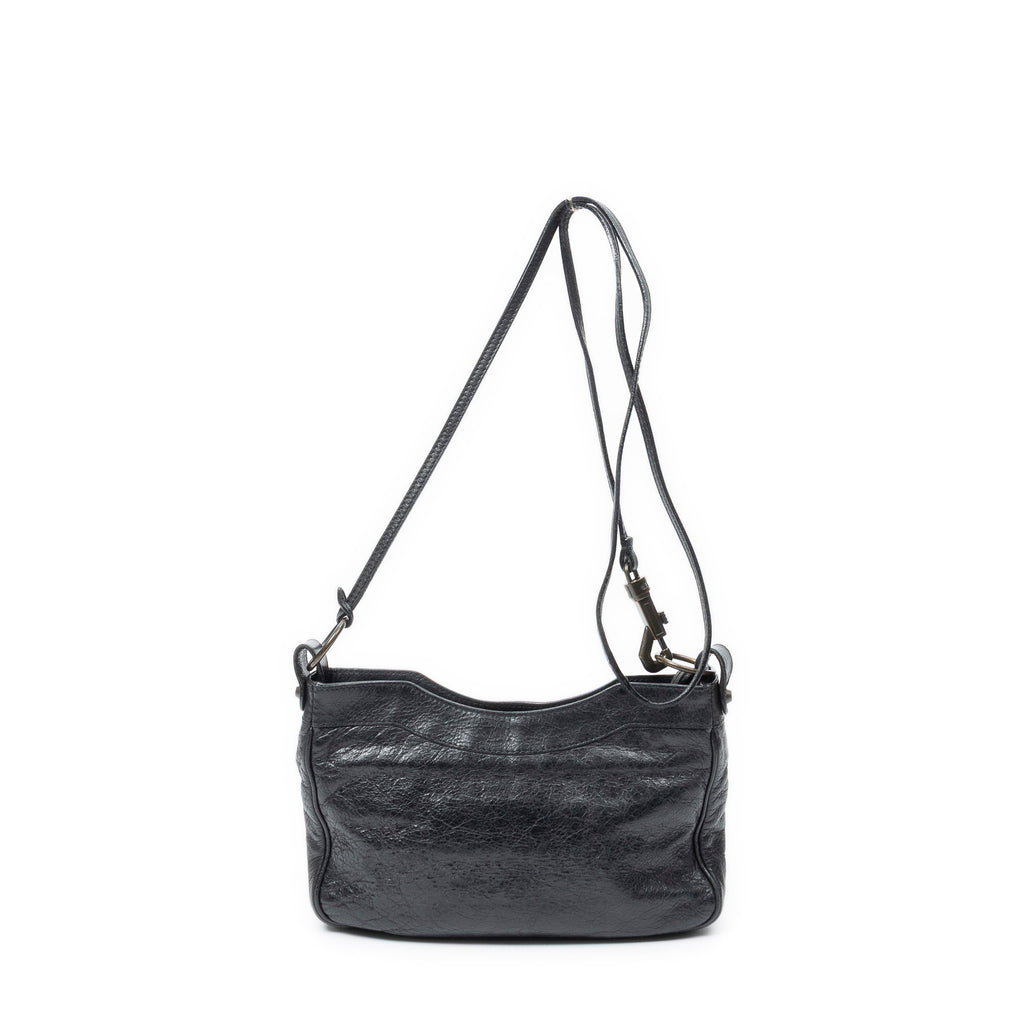 Shoulder Bag Classic Hip Crossbody Black Distressed Calfskin Leather