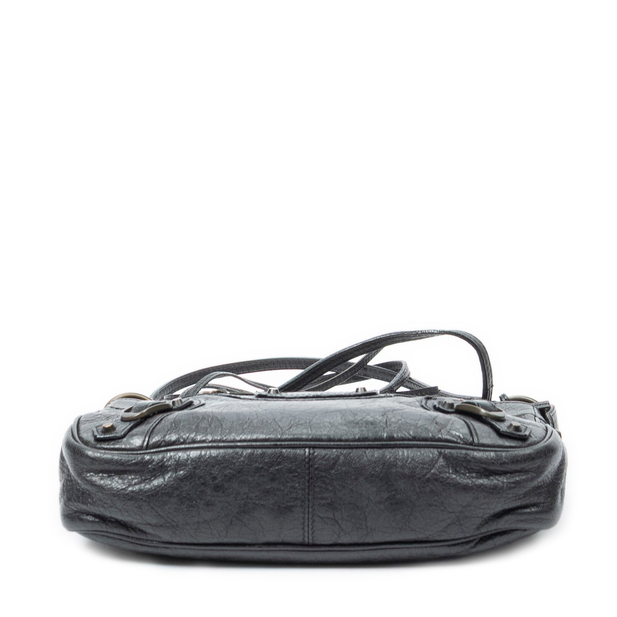 Shoulder Bag Classic Hip Crossbody Black Distressed Calfskin Leather