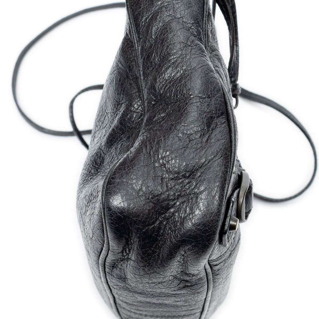 Shoulder Bag Classic Hip Crossbody Black Distressed Calfskin Leather