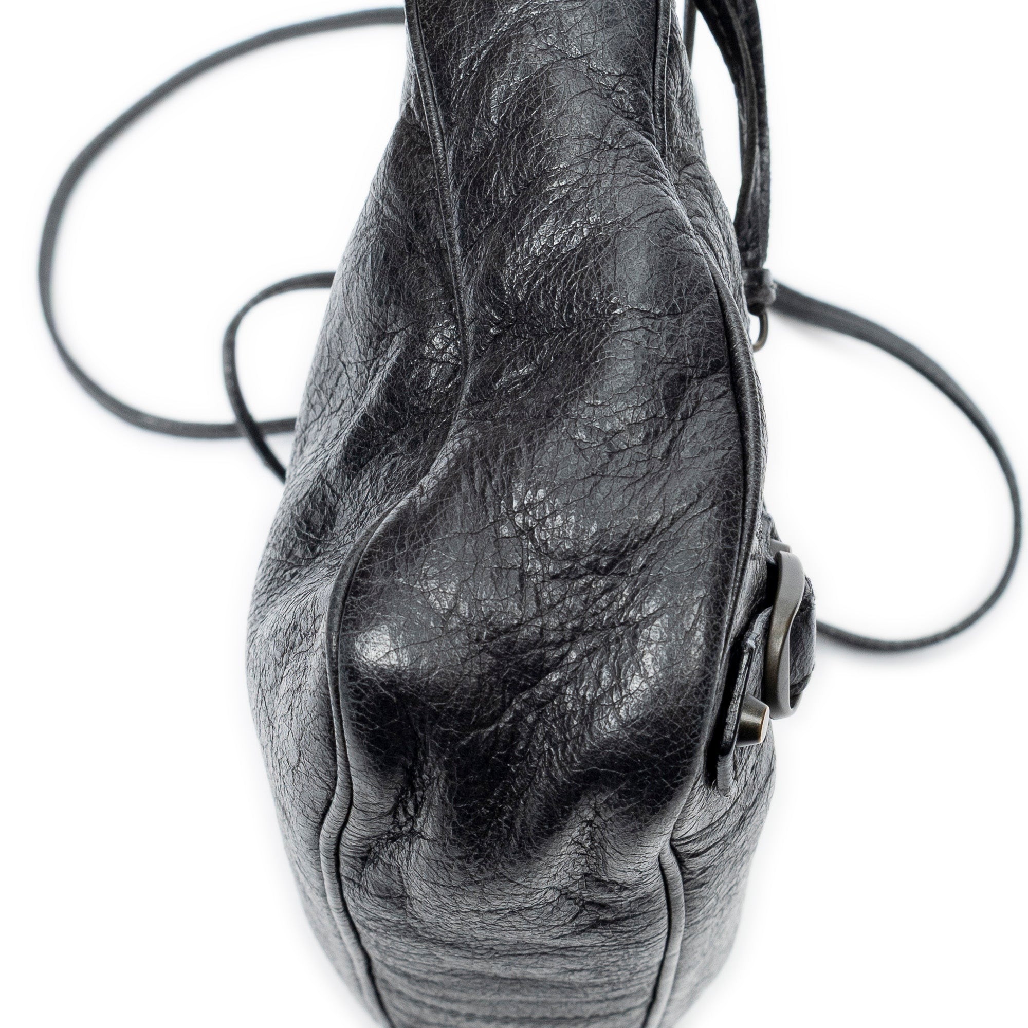 Shoulder Bag Classic Hip Crossbody Black Distressed Calfskin Leather