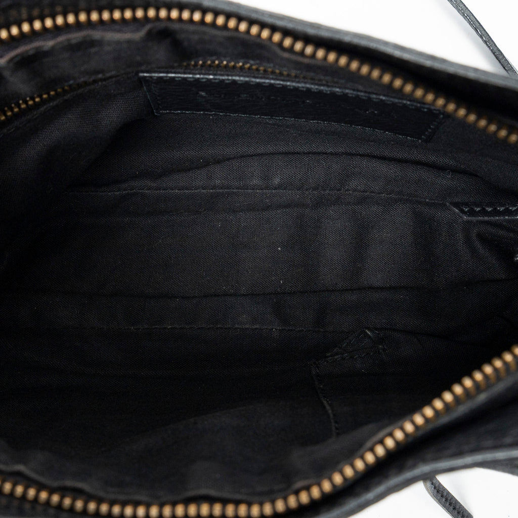 Shoulder Bag Classic Hip Crossbody Black Distressed Calfskin Leather