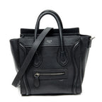 Shoulder Bag Nano Luggage Black Grained Calfskin Leather