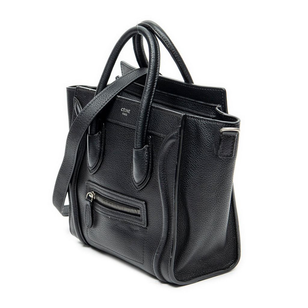 Shoulder Bag Nano Luggage Black Grained Calfskin Leather