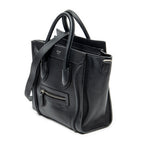 Shoulder Bag Nano Luggage Black Grained Calfskin Leather