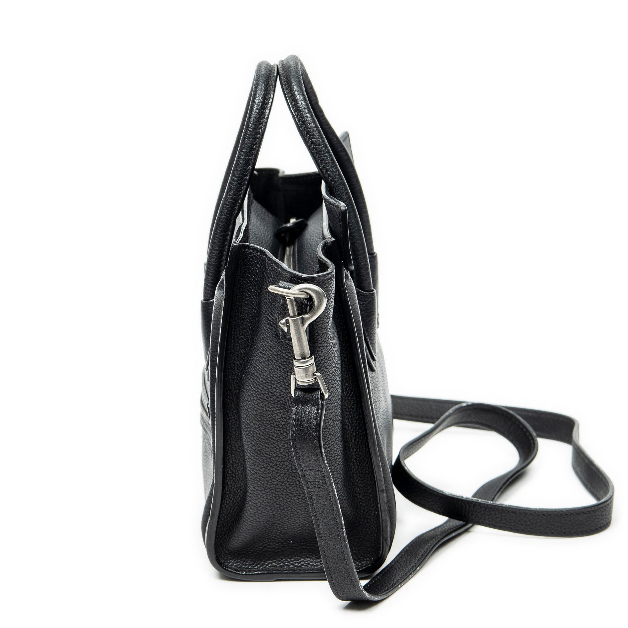 Shoulder Bag Nano Luggage Black Grained Calfskin Leather