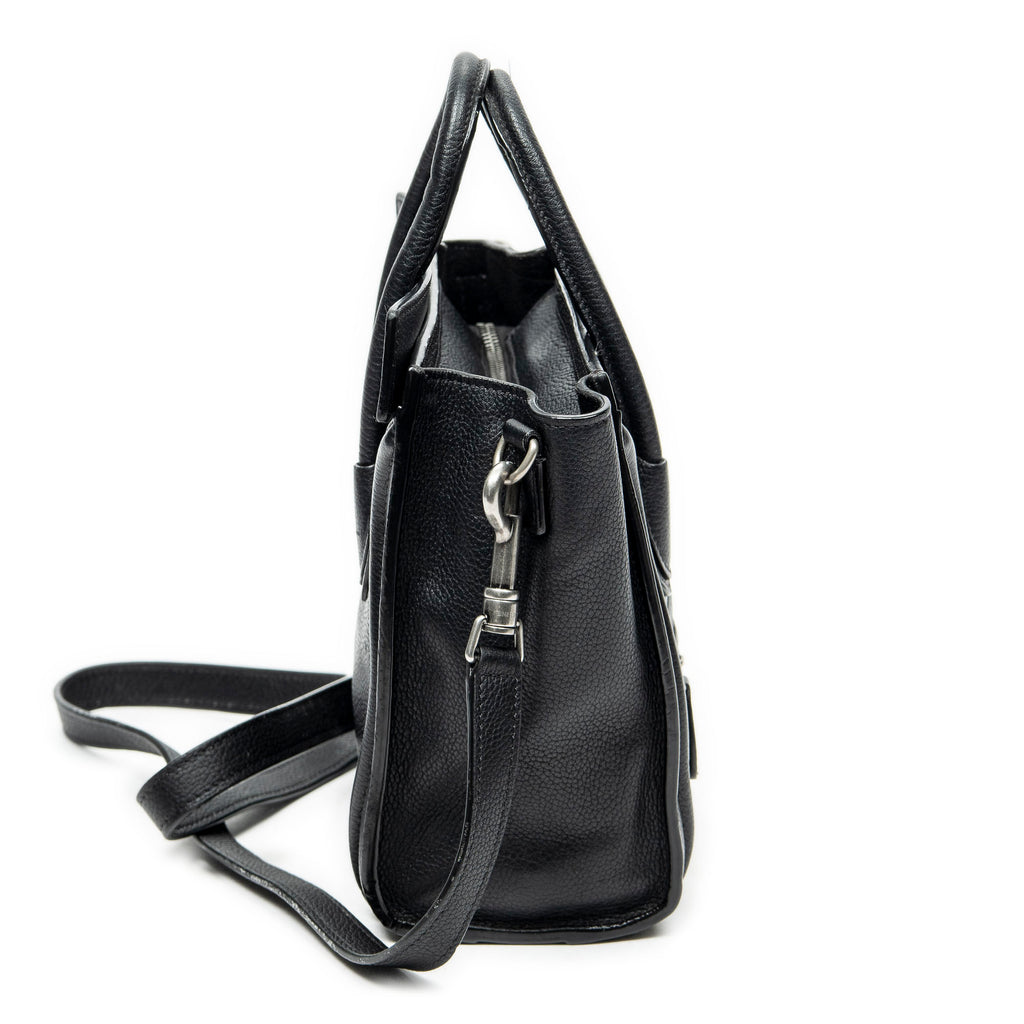 Shoulder Bag Nano Luggage Black Grained Calfskin Leather