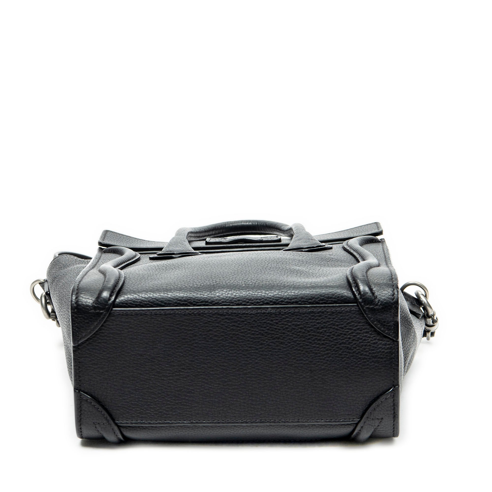 Shoulder Bag Nano Luggage Black Grained Calfskin Leather
