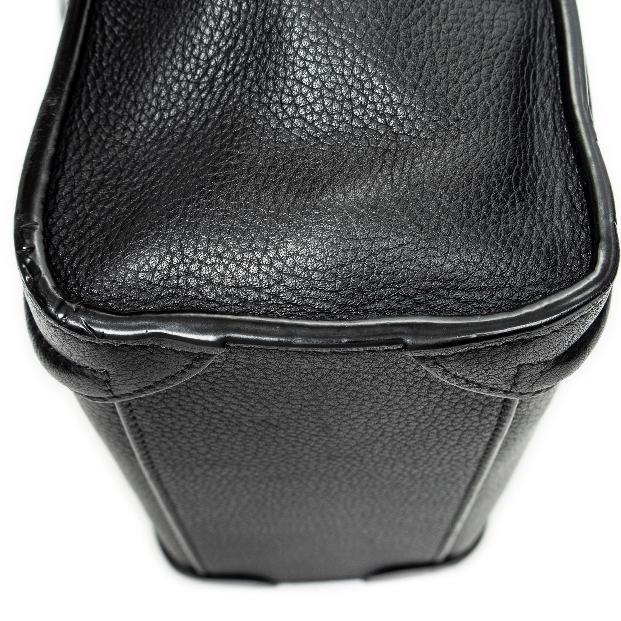 Shoulder Bag Nano Luggage Black Grained Calfskin Leather