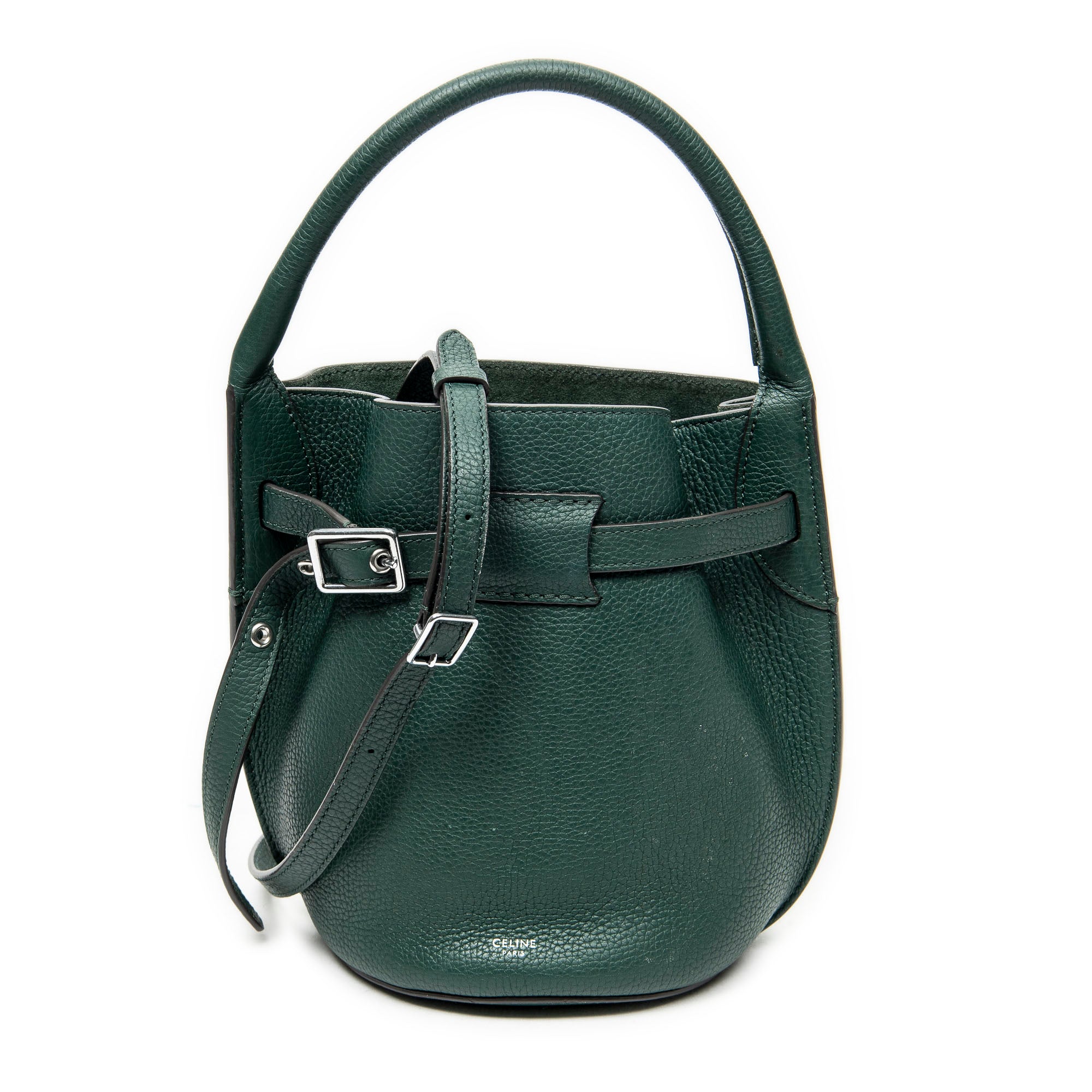 Shoulder Bag Nano Big Bag Bucket Green Grained Calfskin Leather