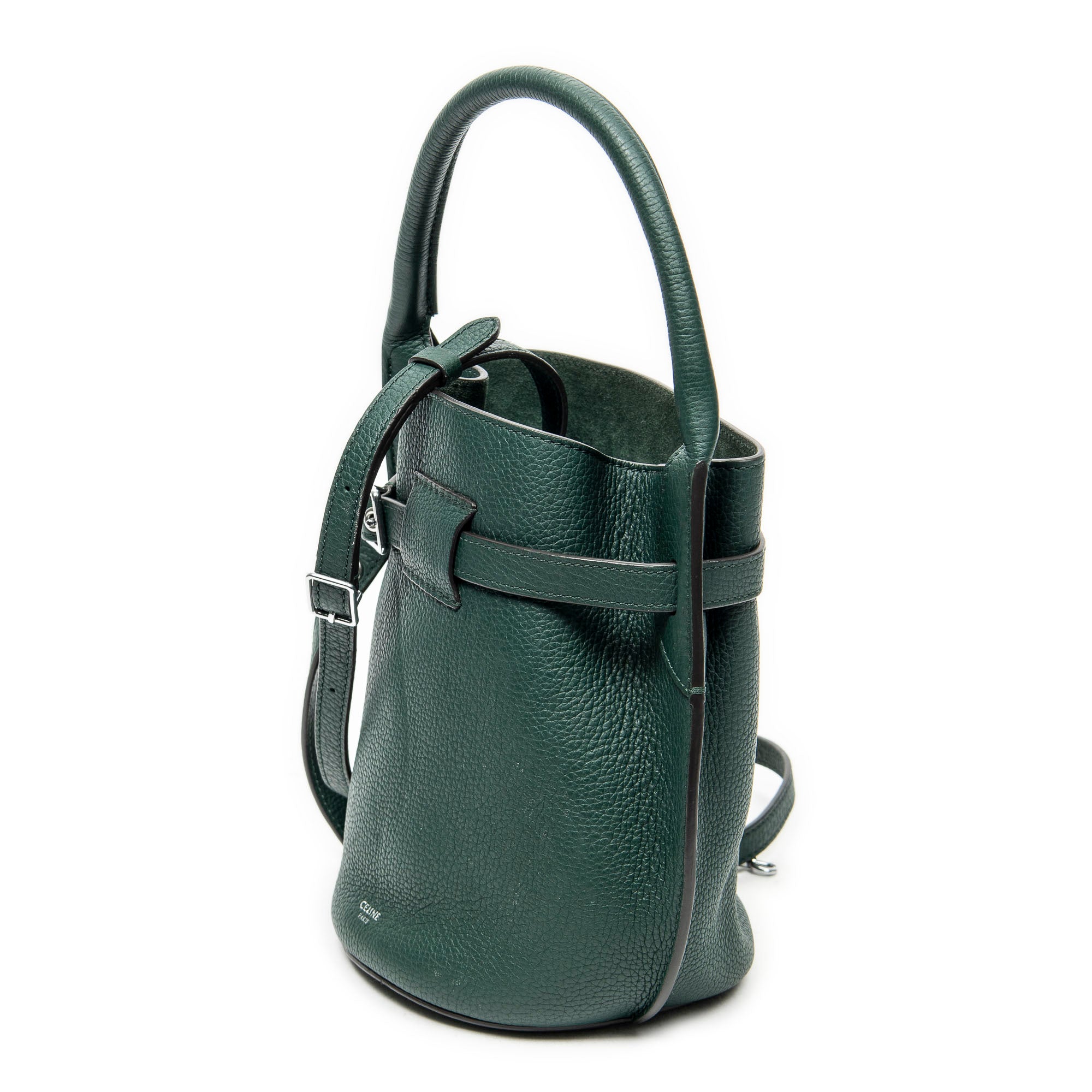 Shoulder Bag Nano Big Bag Bucket Green Grained Calfskin Leather