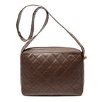Shoulder Bag CC Ball Charm Messenger Brown Quilted Caviar Leather
