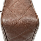 Shoulder Bag CC Ball Charm Messenger Brown Quilted Caviar Leather