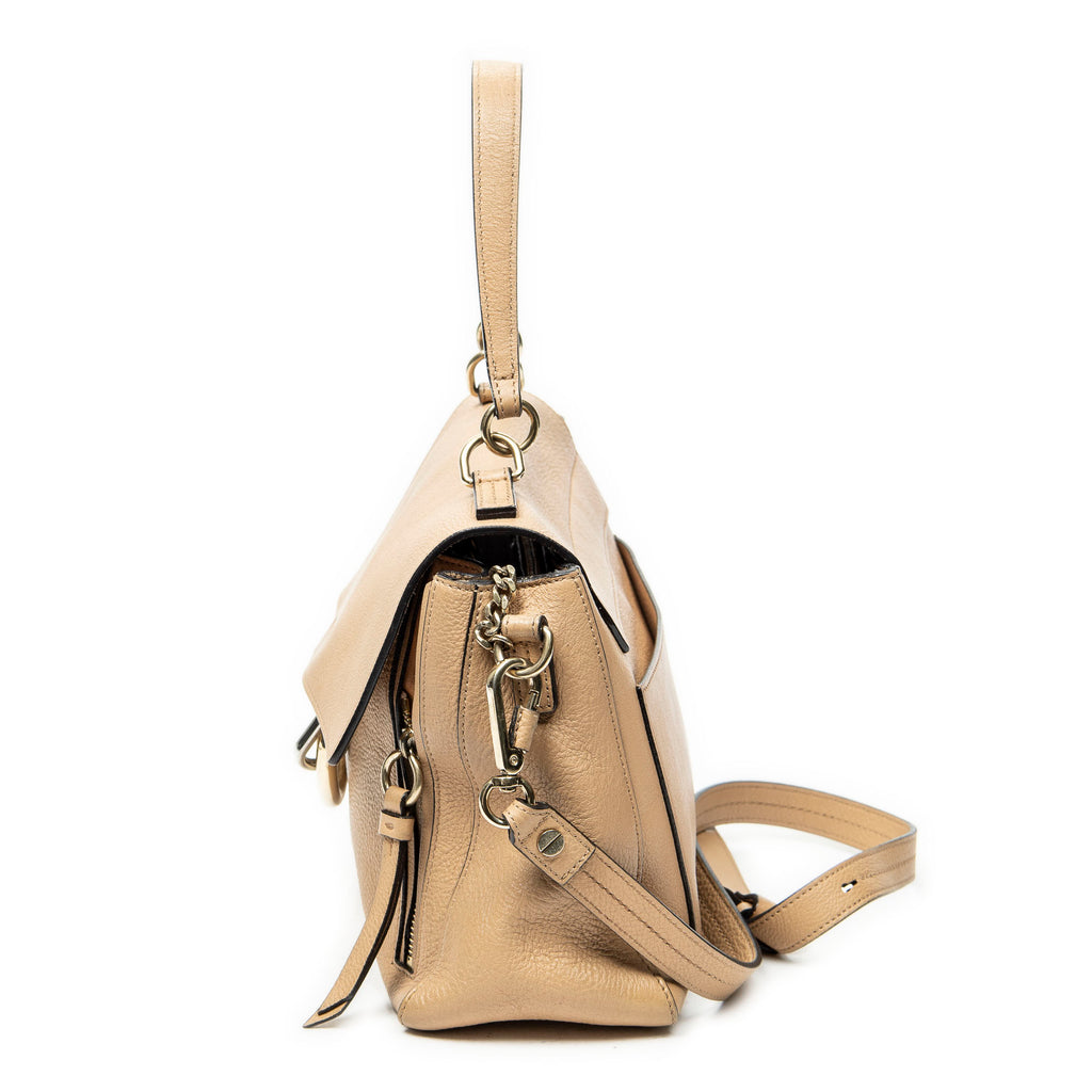 Shoulder Bag Small Faye Day Beige Grained Calfskin Leather