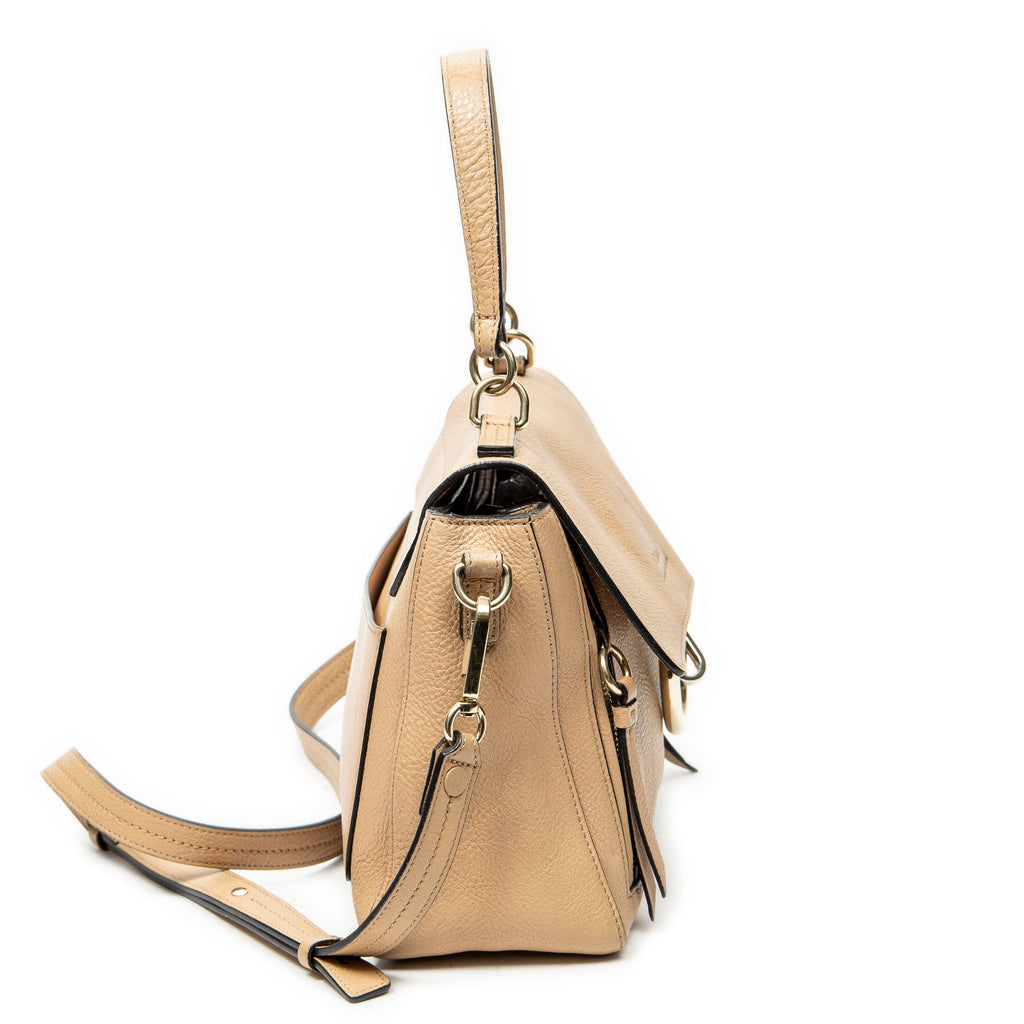 Shoulder Bag Small Faye Day Beige Grained Calfskin Leather
