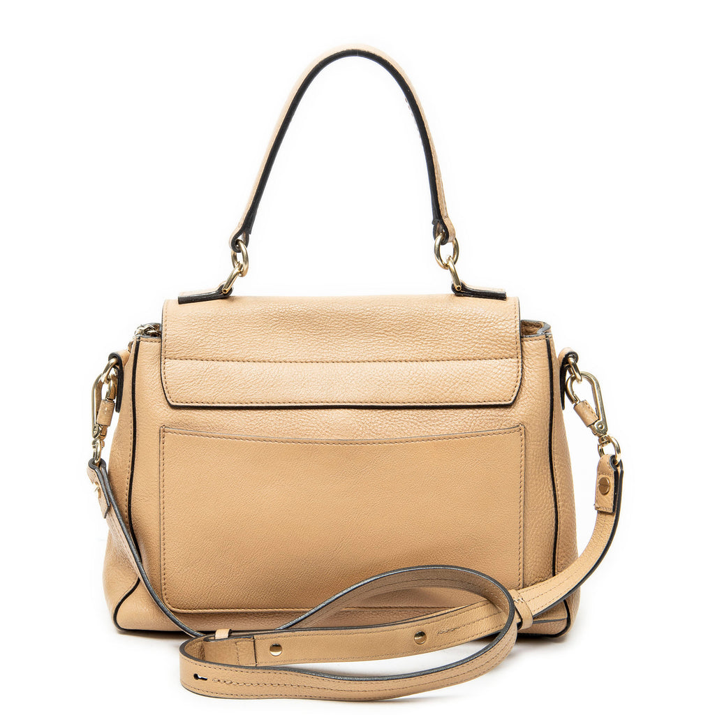 Shoulder Bag Small Faye Day Beige Grained Calfskin Leather