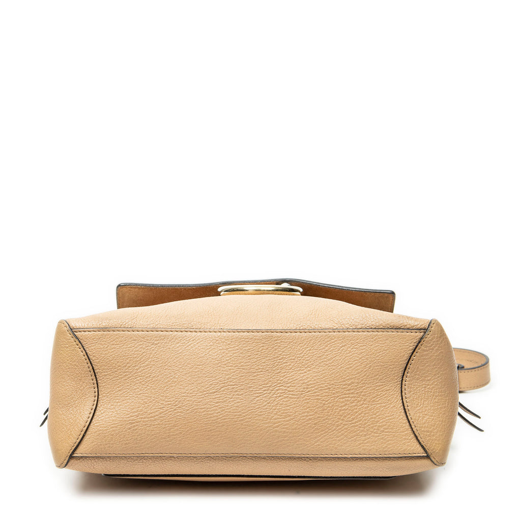 Shoulder Bag Small Faye Day Beige Grained Calfskin Leather