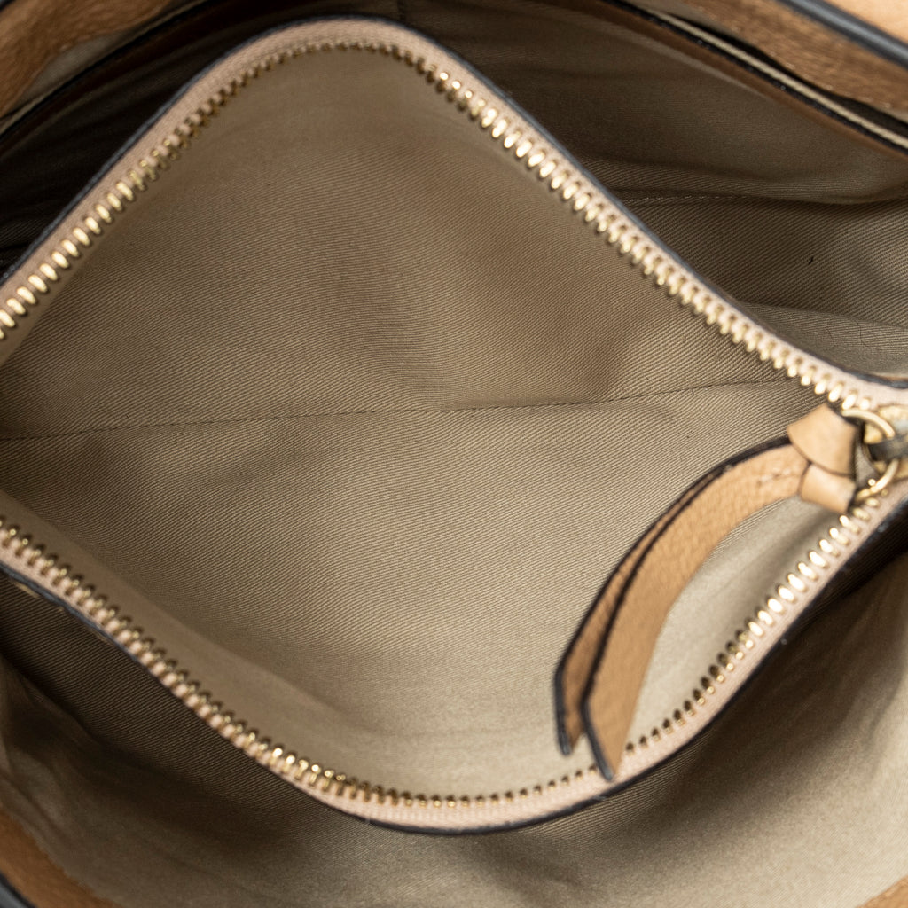Shoulder Bag Small Faye Day Beige Grained Calfskin Leather