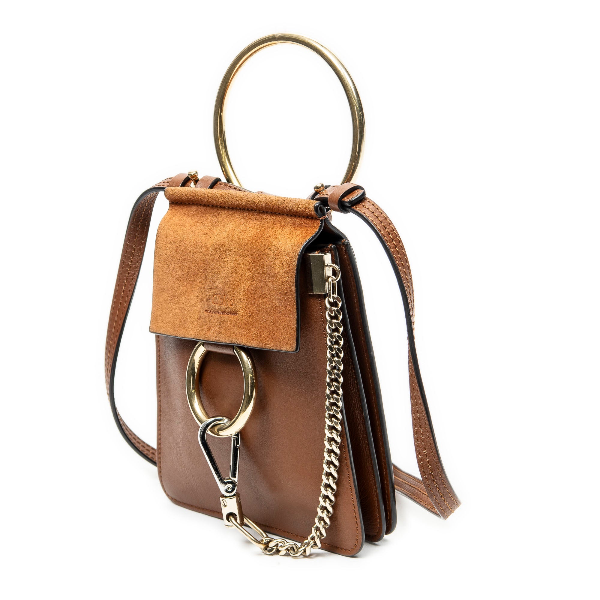 Shoulder Bag Small Faye Bracelet Bag Brown Calfskin Leather