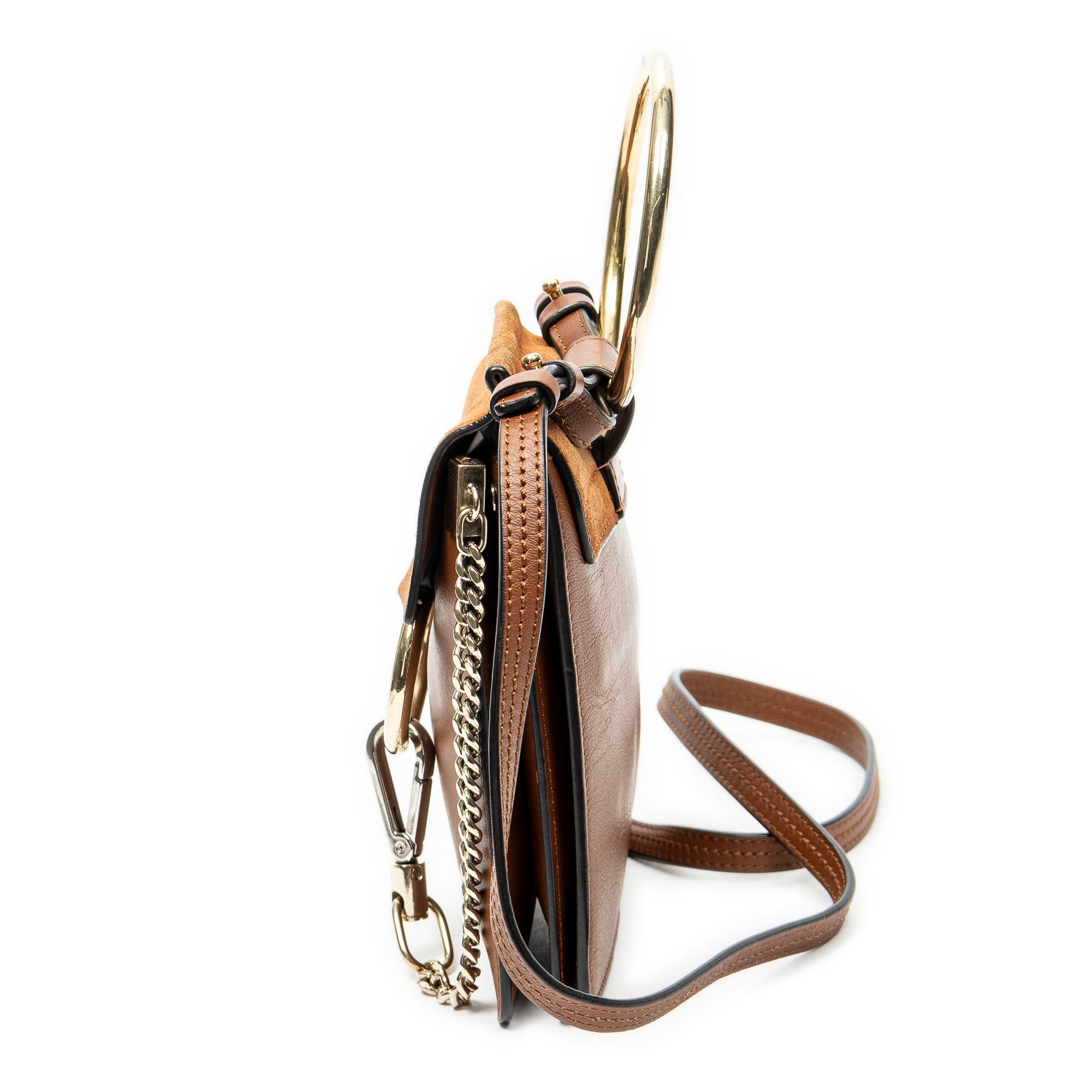 Shoulder Bag Small Faye Bracelet Bag Brown Calfskin Leather