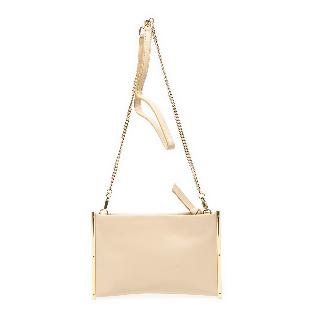 Shoulder Bag Mini Roy Chain Pouch Crossbody Beige Calfskin Leather