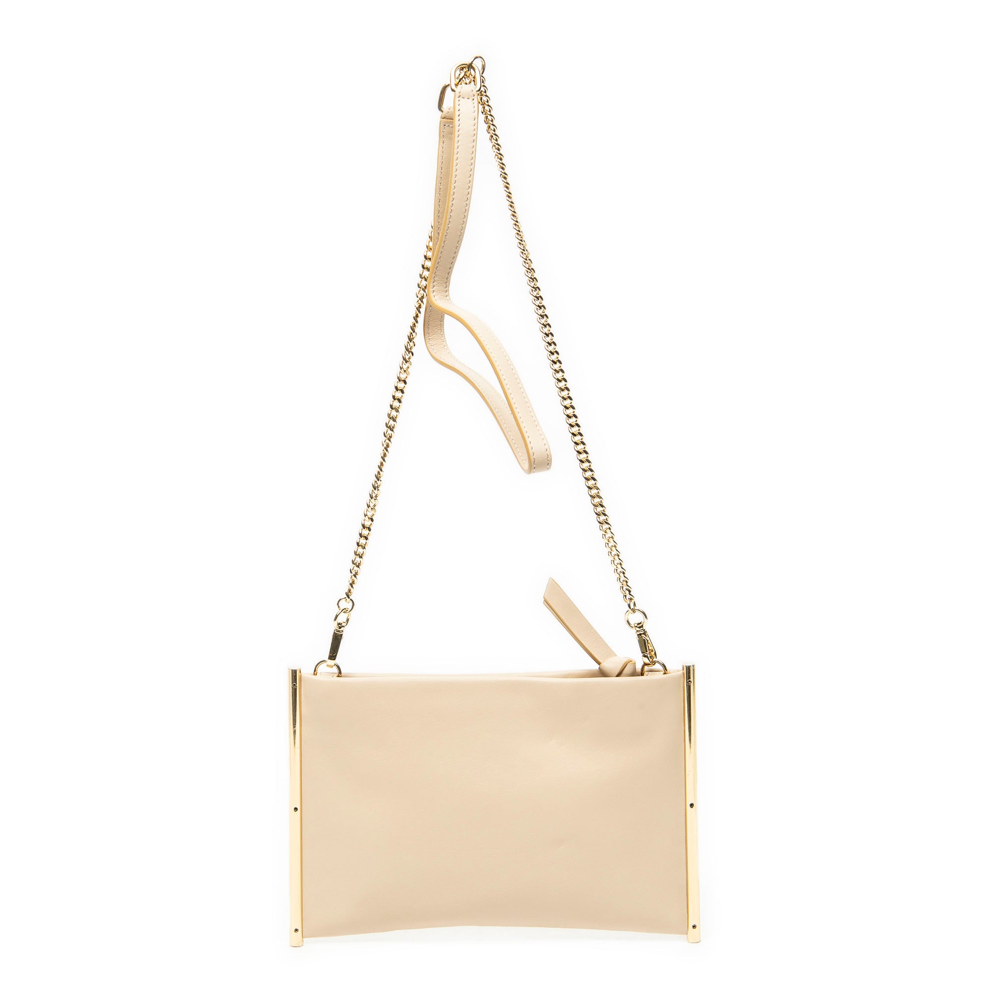 Shoulder Bag Mini Roy Chain Pouch Crossbody Beige Calfskin Leather