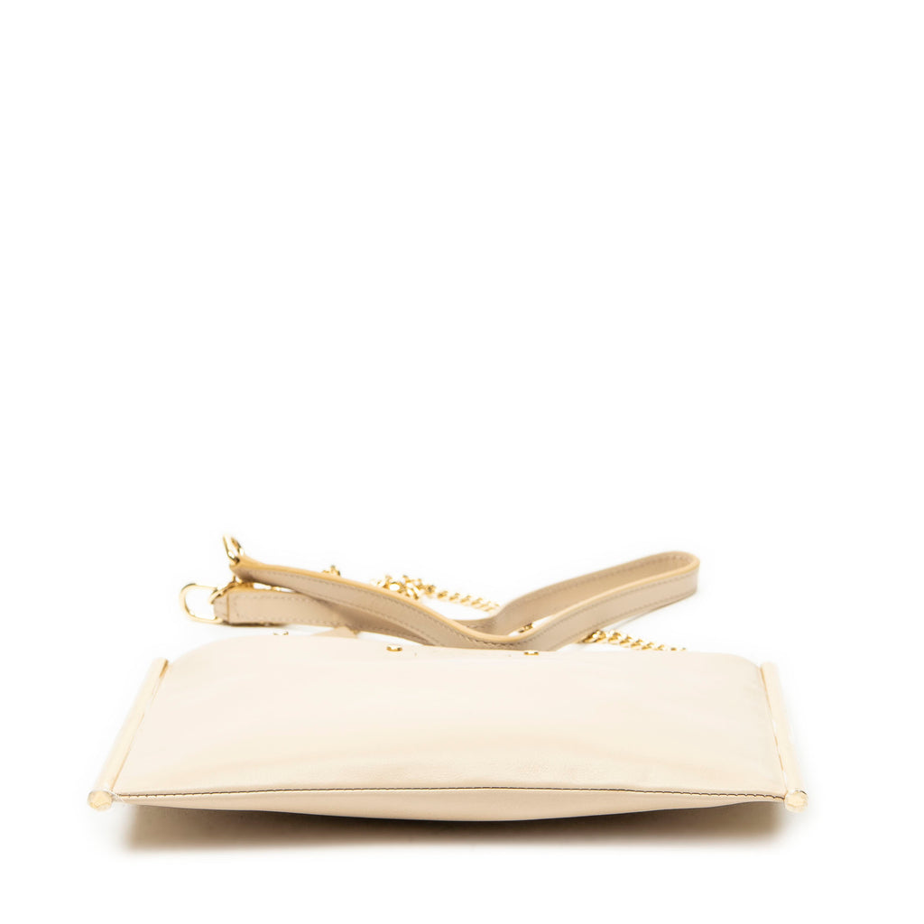 Shoulder Bag Mini Roy Chain Pouch Crossbody Beige Calfskin Leather