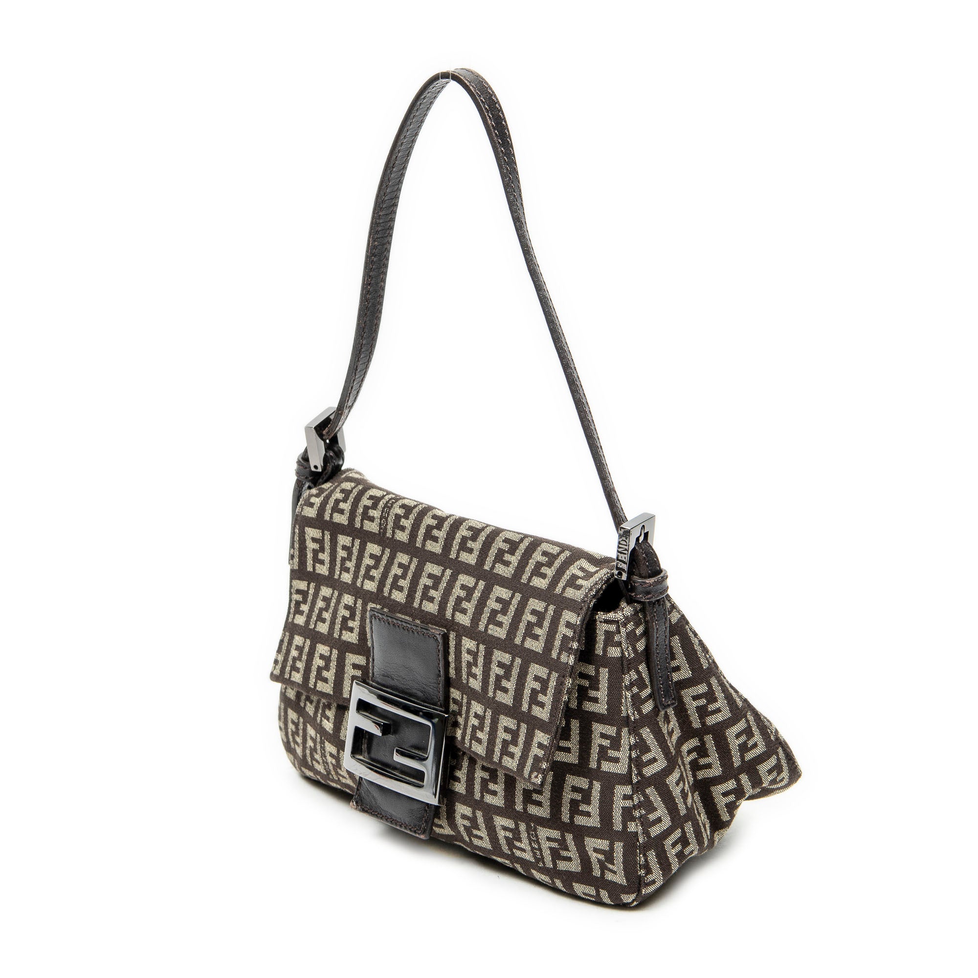 Shoulder Bag Mini Baguette Brown Zucchino Canvas