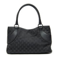Shoulder Bag Horizontal Jacquard Tote Black Monogrammed Canvas