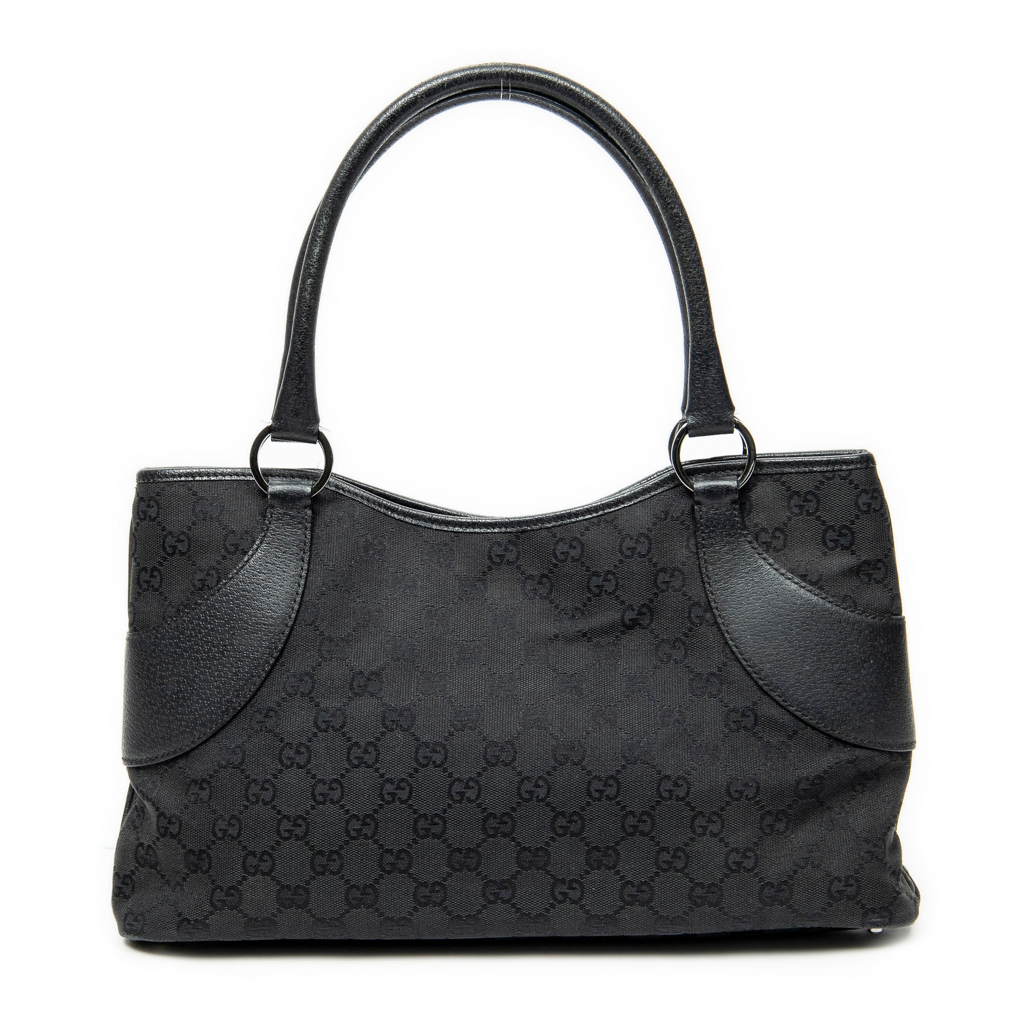 Shoulder Bag Horizontal Jacquard Tote Black Monogrammed Canvas