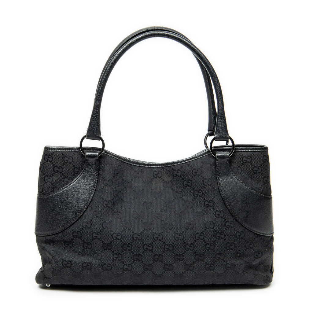 Shoulder Bag Horizontal Jacquard Tote Black Monogrammed Canvas