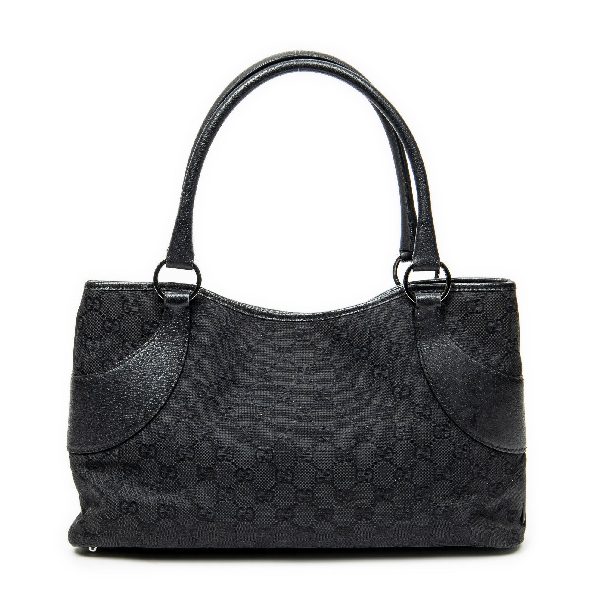 Shoulder Bag Horizontal Jacquard Tote Black Monogrammed Canvas