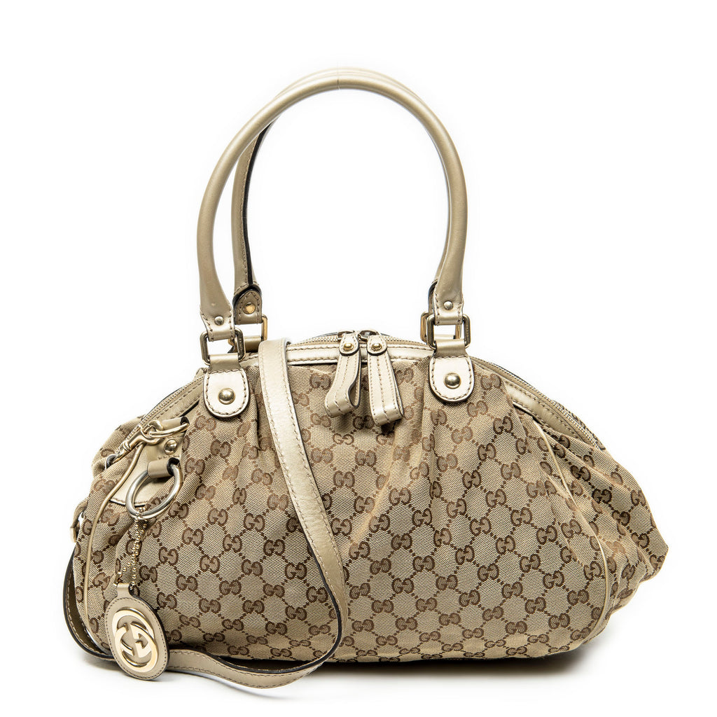 Shoulder Bag Medium Sukey Boston Beige Monogrammed Canvas