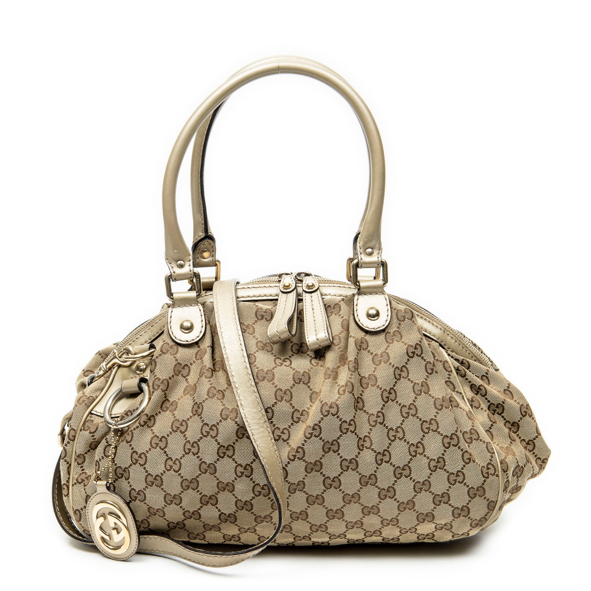 Shoulder Bag Medium Sukey Boston Beige Monogrammed Canvas