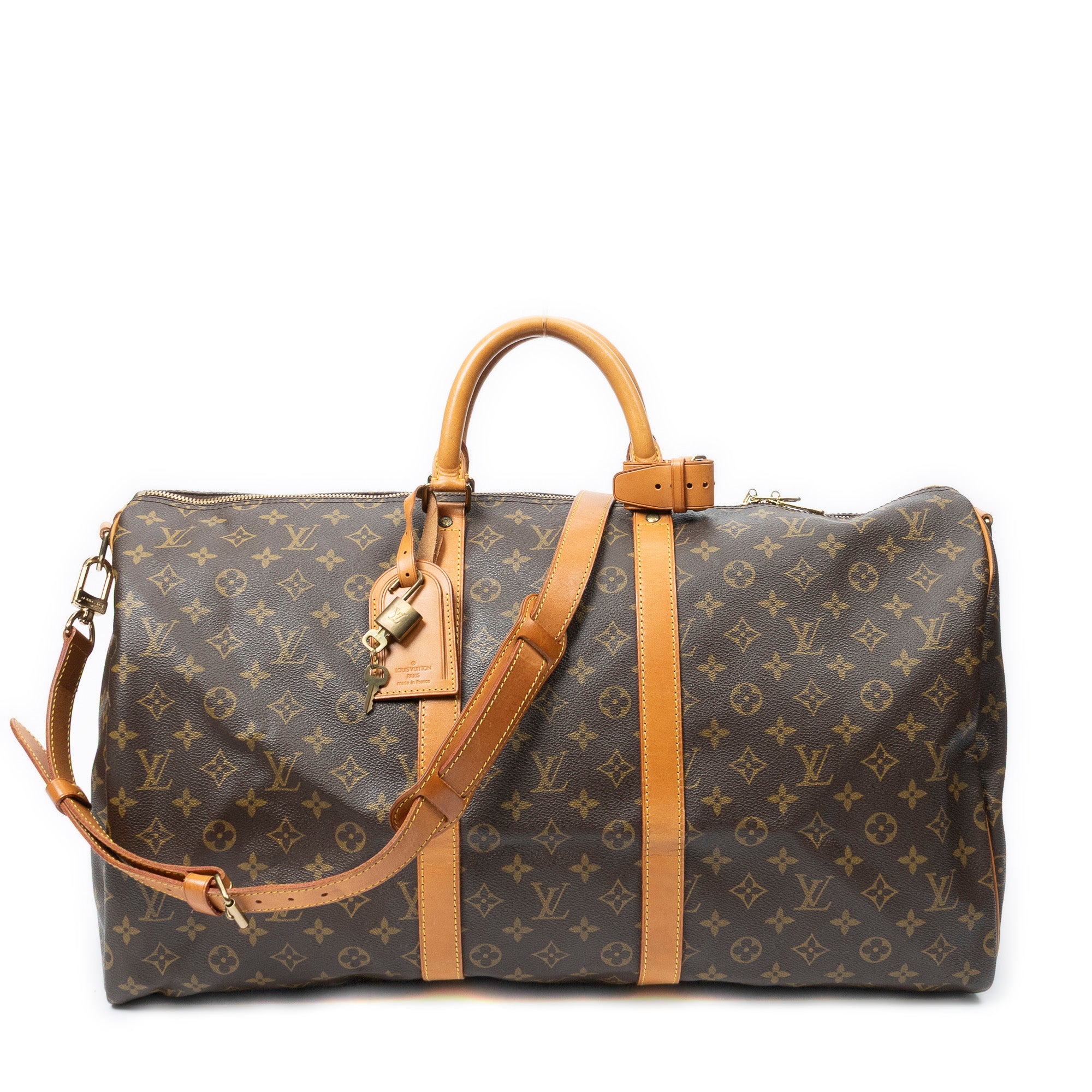 Travel Bag Keepall Bandouliere 55 Brown Monogram Canvas