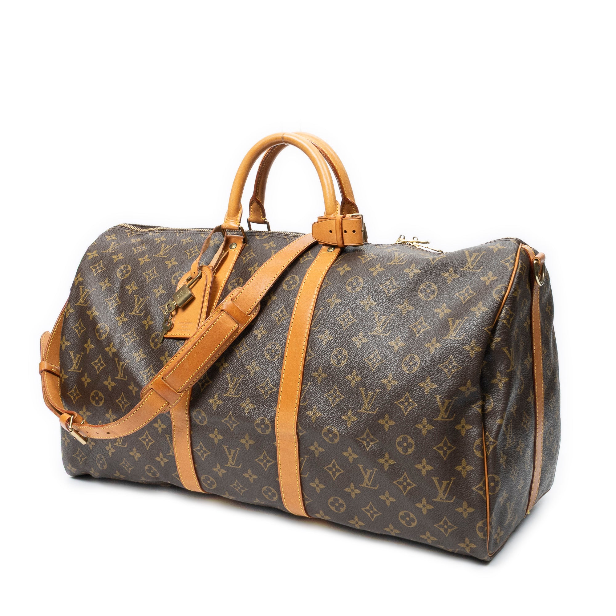 Travel Bag Keepall Bandouliere 55 Brown Monogram Canvas