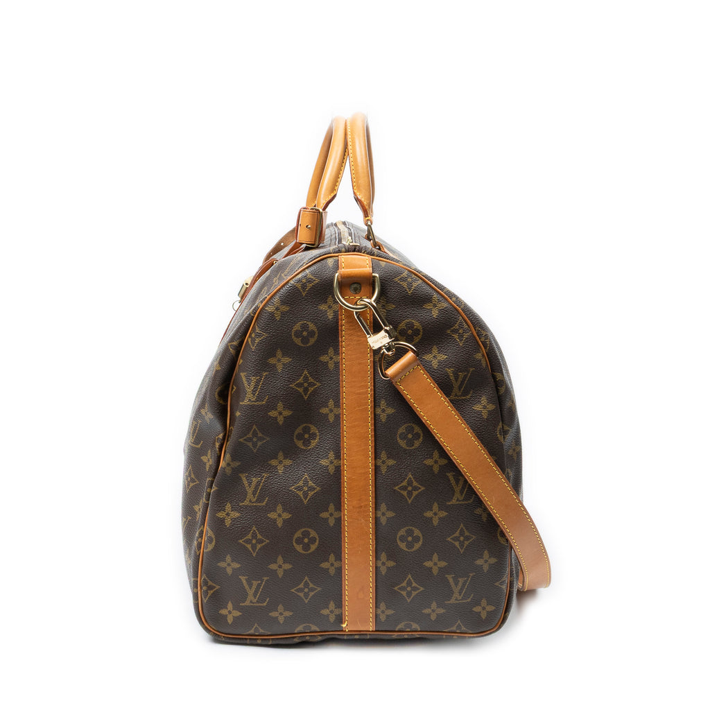 Travel Bag Keepall Bandouliere 55 Brown Monogram Canvas